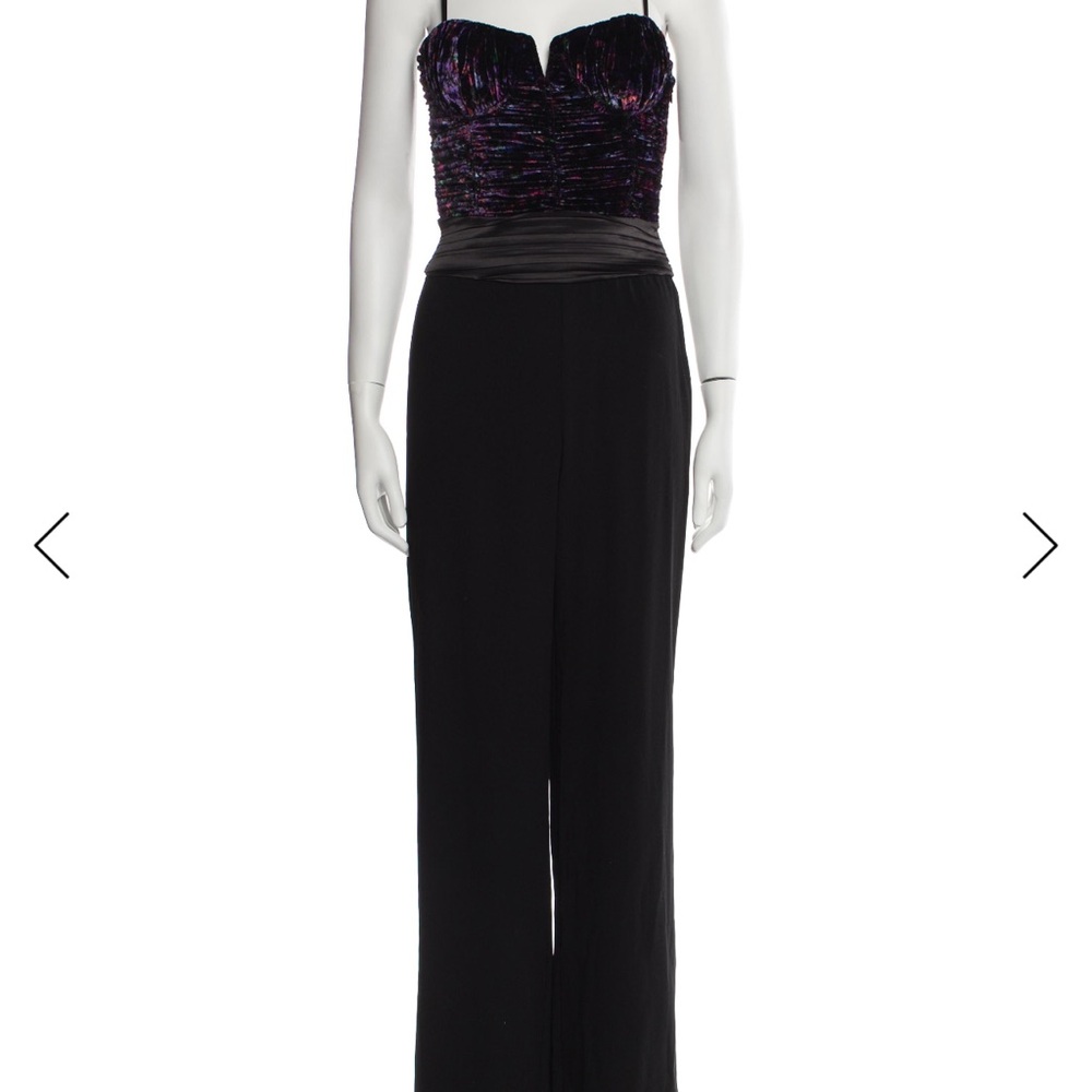 Ramy Brook Elegant Black and Purple Velvet Women's Jumpsuit XS / 0